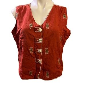 The Territory Ahead boho red vest blouse